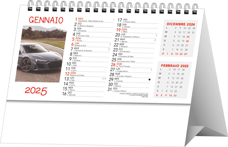 Calendario da tavolo con spirale Auto Sportive