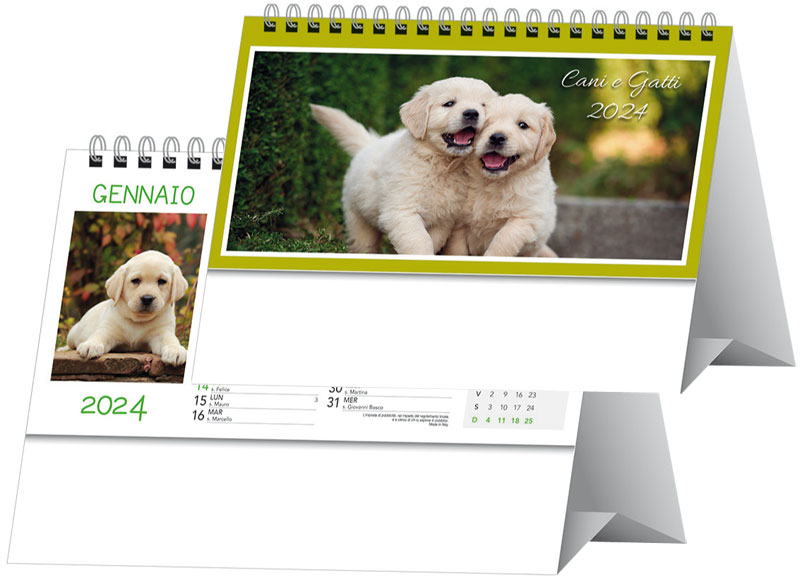 Calendario da tavolo con spirale Cani e Gatti