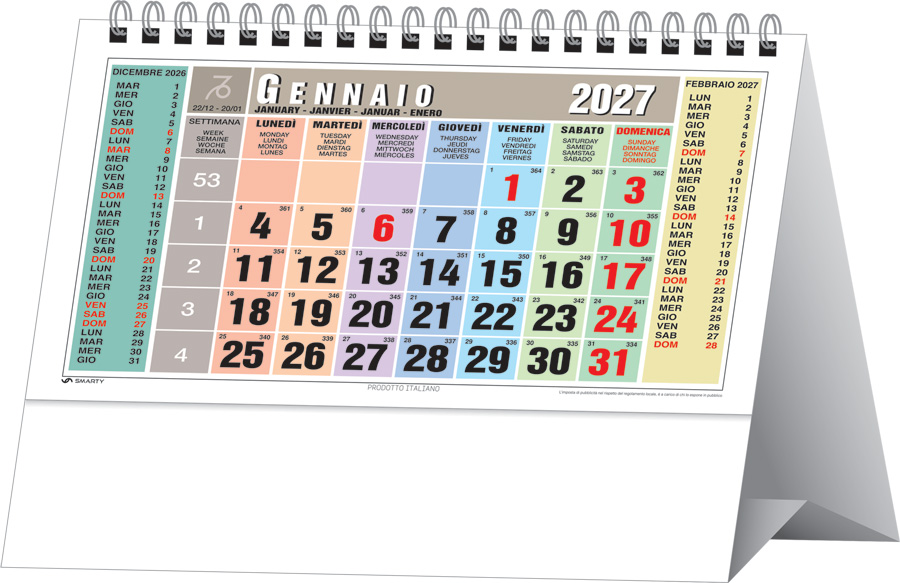 Calendario Spiralato da tavolo Muliticolor