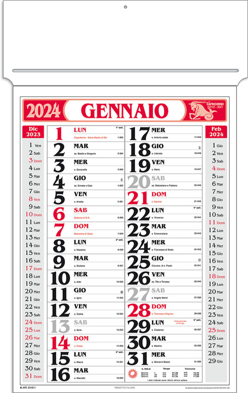Calendario Girafoglio Rotax Rosso