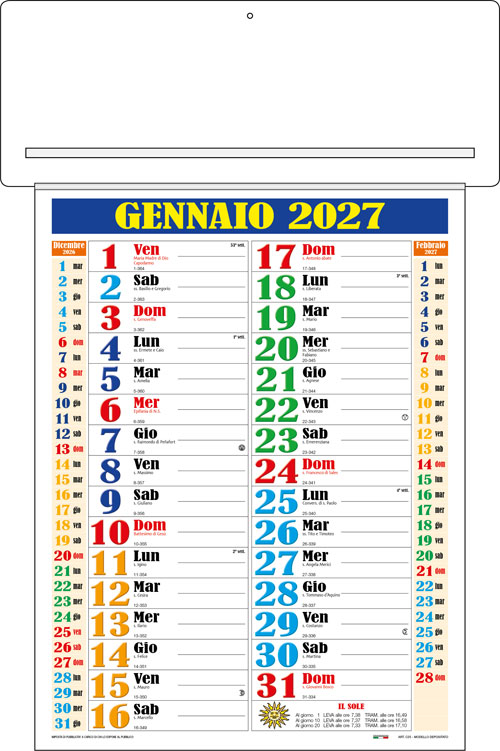 Calendario Girafoglio Pasadina