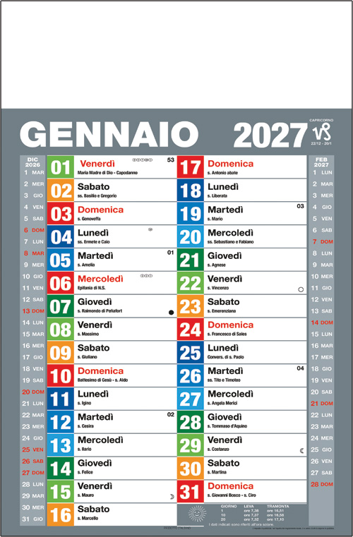 Calendario da muro Rainbow