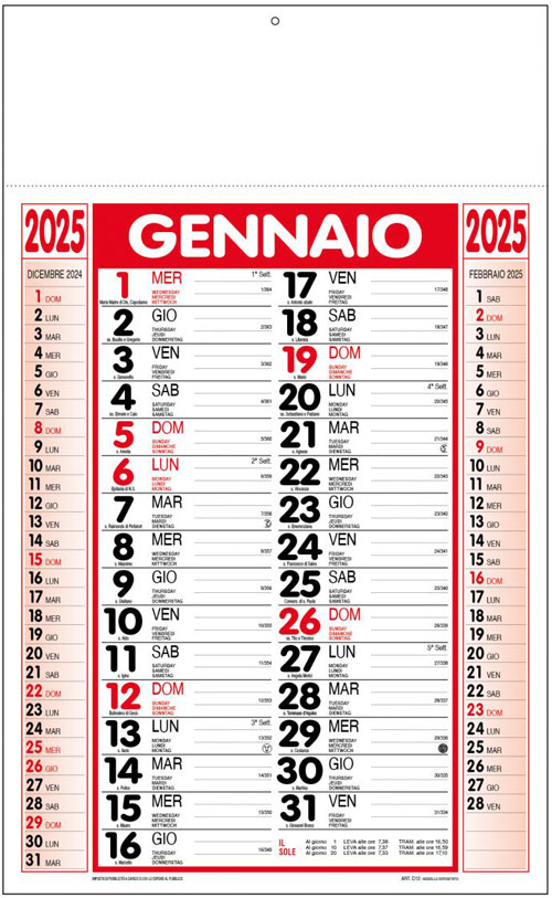 Calendario olandese Cervino Rosso
