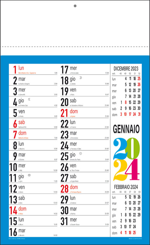 Calendario Svedese Blu