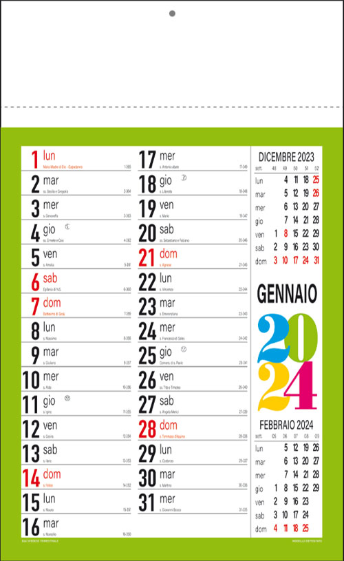 Calendario Svedese Verde