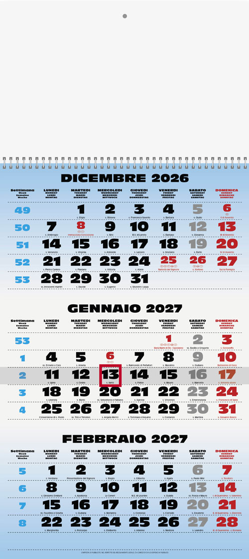 Calendario Trittico gigante Triplete